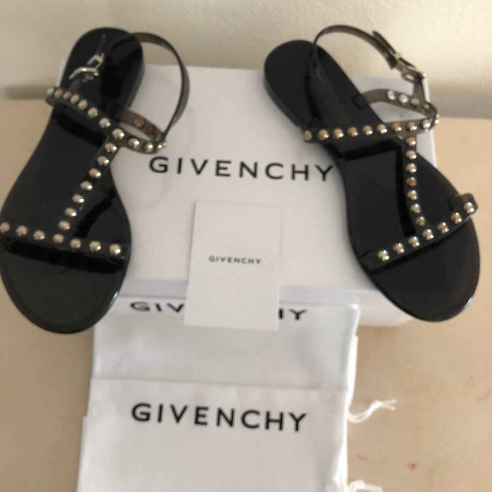 GIVENCHY  Studded Accents T-Strap Sandals